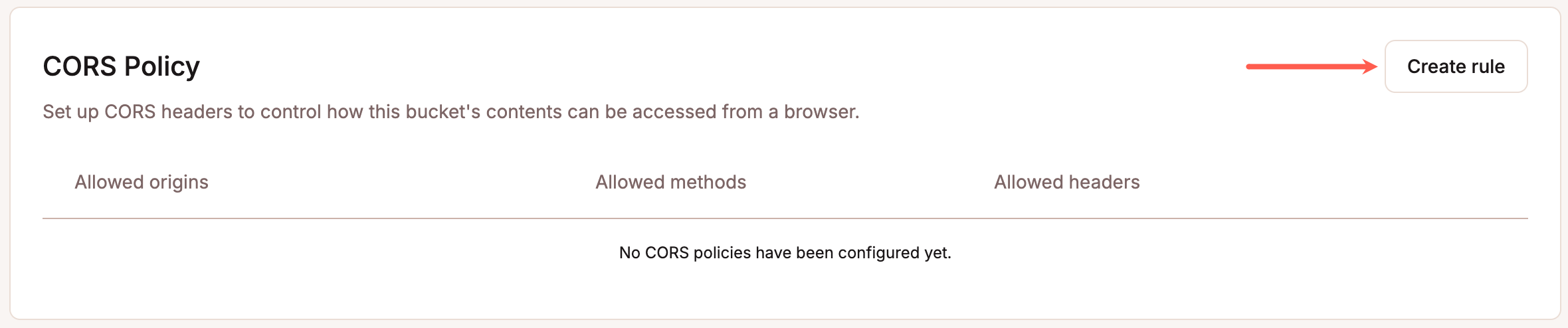 Create a CORS Policy for your object storage bucket.
