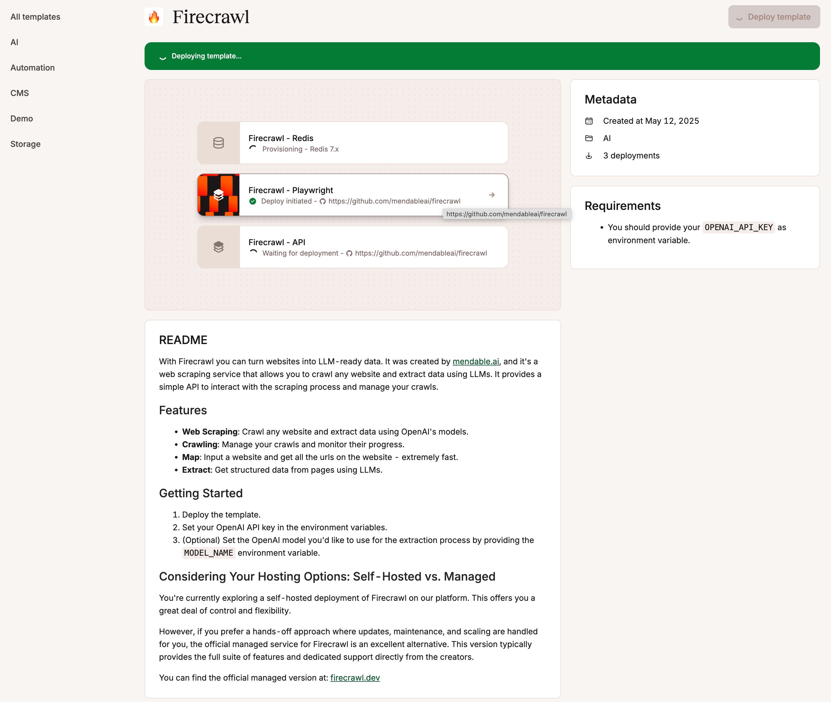 Deploy a Sevall template.